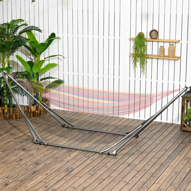 Outsunny 2-in-1 hangmatstandaard, weerbestendig, droogrek, 290 cm x 92 cm x 88 cm, zwart