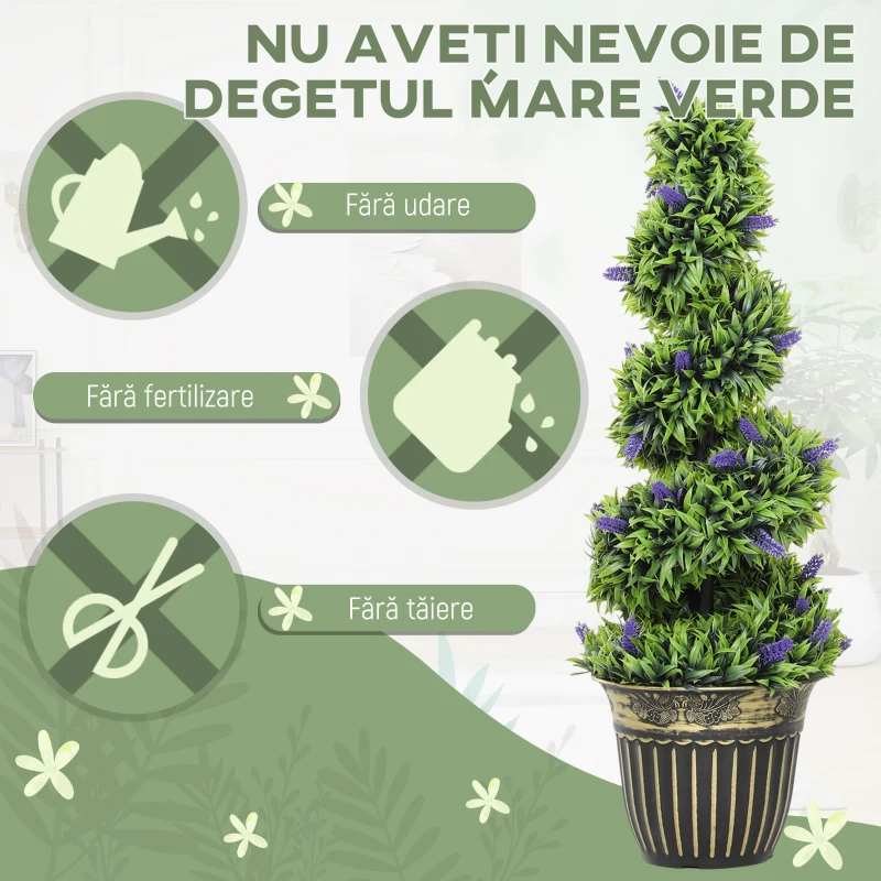 HOMCOM Set de Două Plante Artificiale Lavandă 90 cm