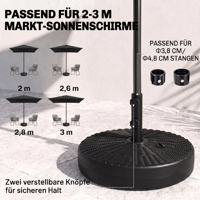 Outsunny Sonnenschirmständer Sonnenschirmhalterung, wetterbeständig, befüllbar, Ø51x 36H cm, Schwarz