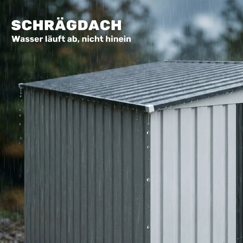 Outsunny Metall Gerätehaus 2,81m² 154x206,5x181 cm Geräteschuppen mit Pultdach Fundament(m-7)
