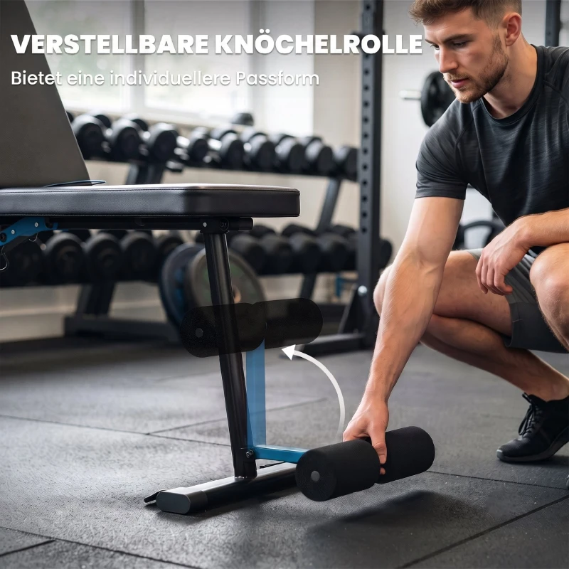 SPORTNOW Hantelbank verstellbar Trainingsbank mit Beinstrecker 7-Fach Rückenlehne, verstellbar Polster 300 kg Last