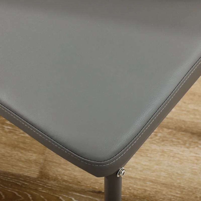 HOMCOM Ensemble table à manger avec 4 chaises, table de cuisine avec chaises en cuir synthétique, 120 x 70 x 75 cm, gris