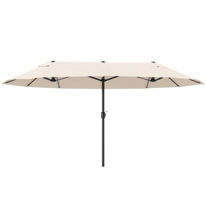 Outsunny XXL Sonnenschirm mit Handkurbel wetterbeständig 455 cm x 270 cm x 240 cm Stahl Polyester Beige