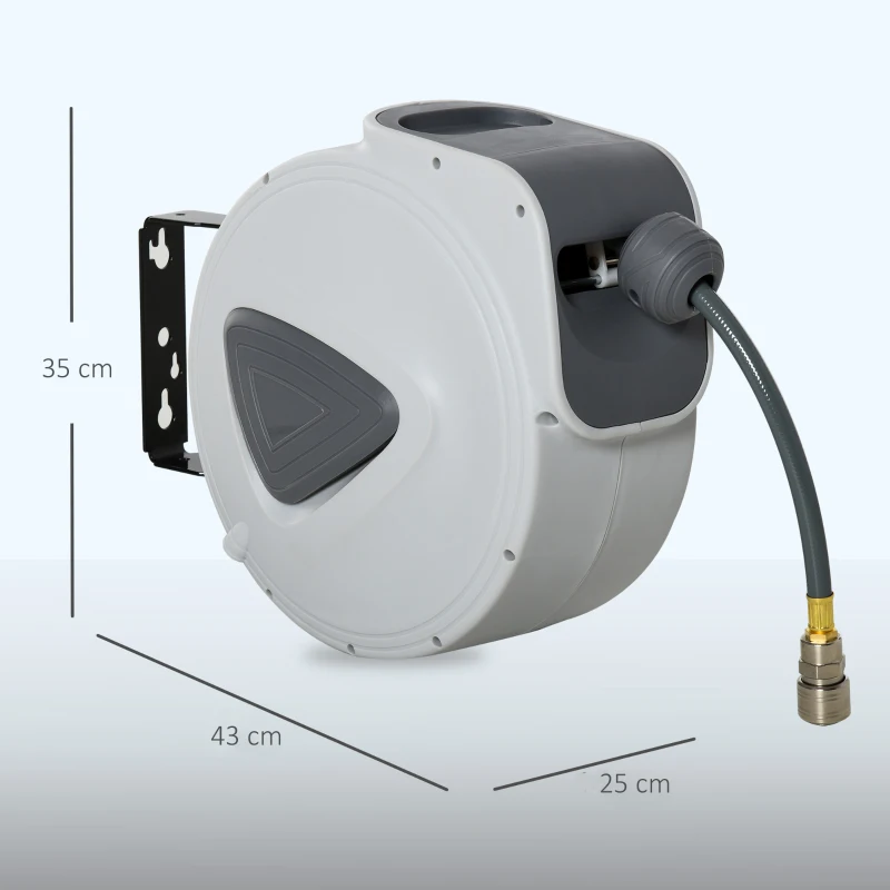DURHAND Carrete de Manguera de Aire Comprimido Automático de 20 m Conector de 1/4'' BSP Soporte para Pared Giratorio 180° Gris