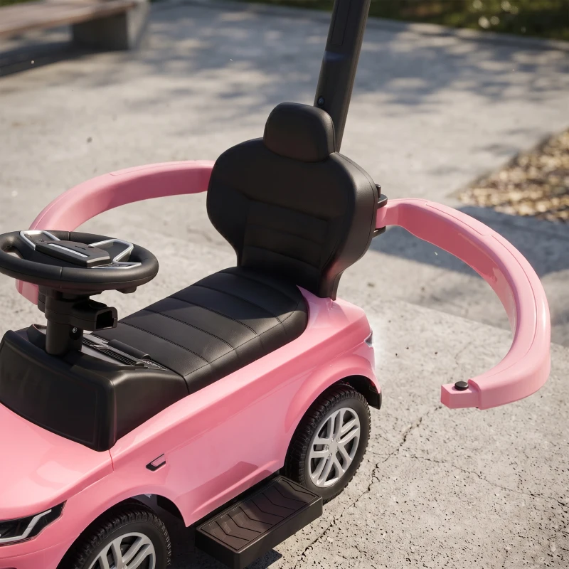 AIYAPLAY Carro Andador 2 em 1 para Crianças Land Rover Discovery com Buzina Pega de Empurrar e Barra Removíveis 84x40x94,5 cm Rosa