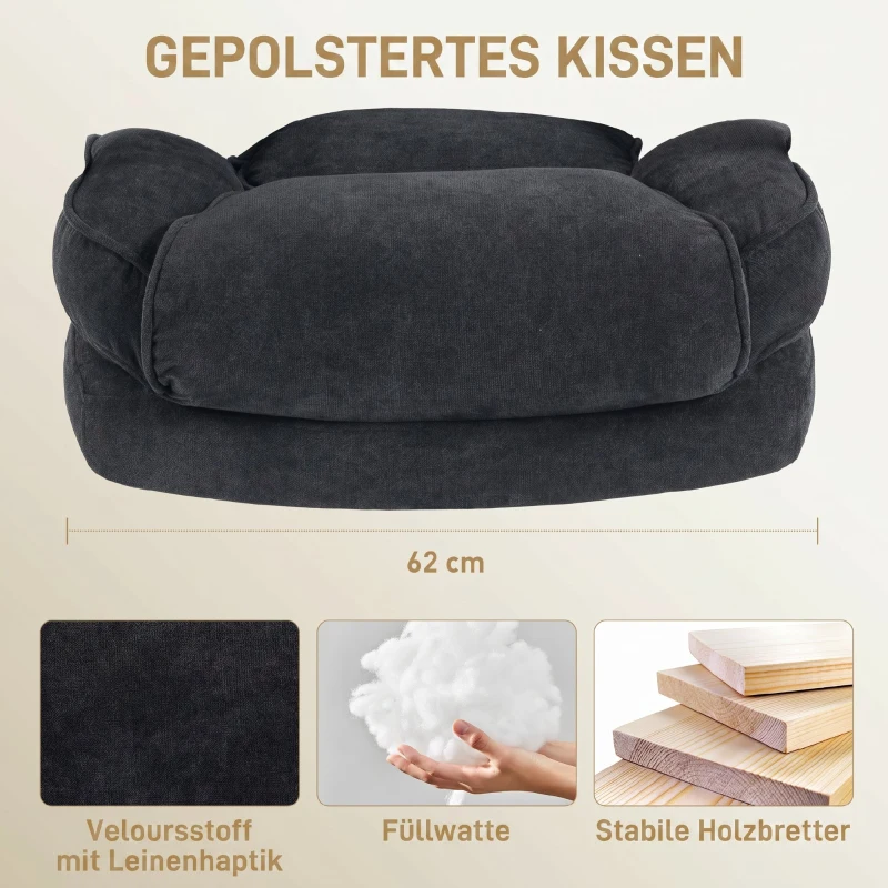 HOMCOM Chefsessel Ergonomisch Bürostuhl bis 200 kg mit Samtoptik, Hoher Rückenlehne, für Büro und Homeoffice Schwarz