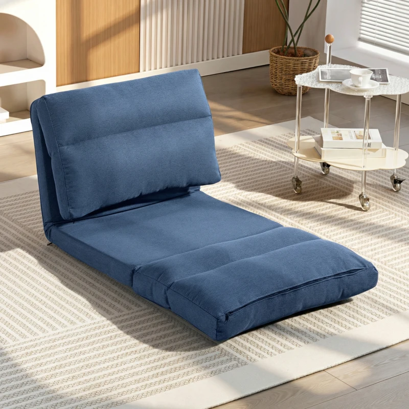 HOMCOM Sitzsack mit Bettfunktion, neigbare Lehne, klappbar, bis 120kg, 70 x 72 x 56 cm, Dunkelblau