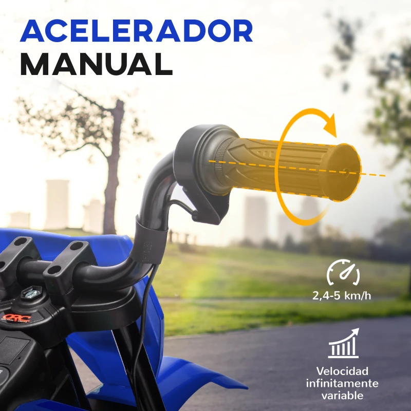 AIYAPLAY Moto Eléctrica para Niños 12V con 2 Motores Suspensión Trasera Ruedas de Apoyo Desmontables Música Niños 3-6 Años Azul