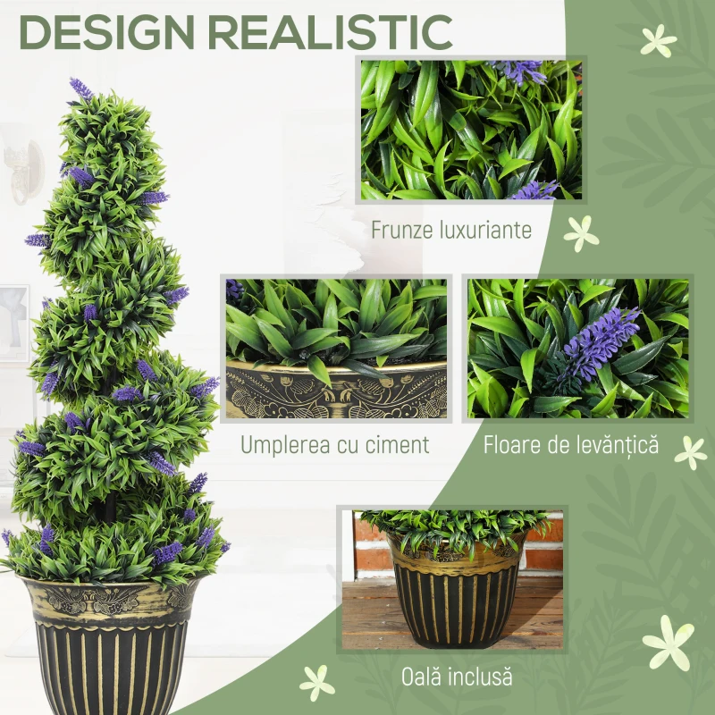 HOMCOM Set de Două Plante Artificiale Lavandă 90 cm