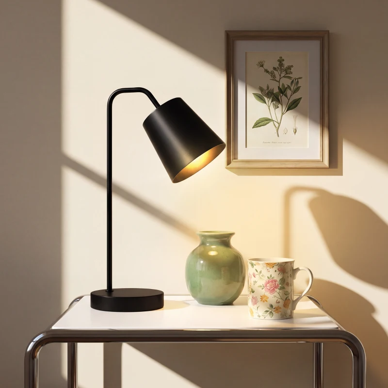 HOMCOM Tischlampen-Set, 2 Stück, Moderne Lampen mit USB-A- und USB-C-Anschluss für Schlafzimmer, Wohnzimmer & Büro, Schwarz
