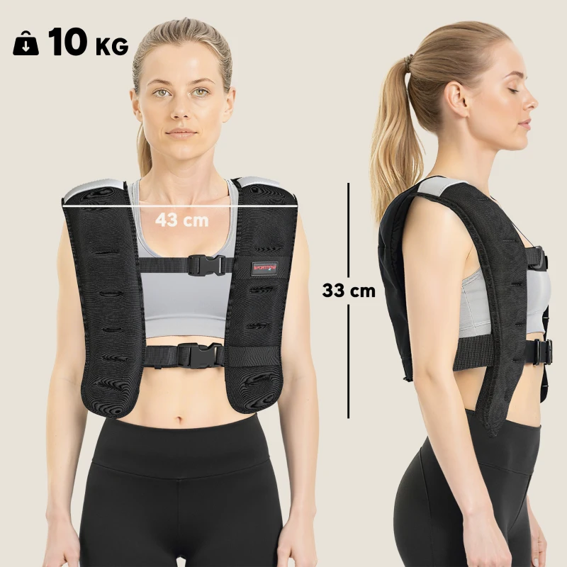 SPORTNOW Vestă cu Greutăți 10 Kg Con Curele Regolabili In Neopren Negru