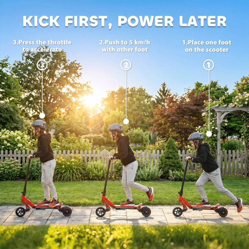 SPORTNOW Electric Scooter for Kids, Foldable E Scooter for Age Age 6+ with LED Display, RGB lights, Up to 16km/h, Red