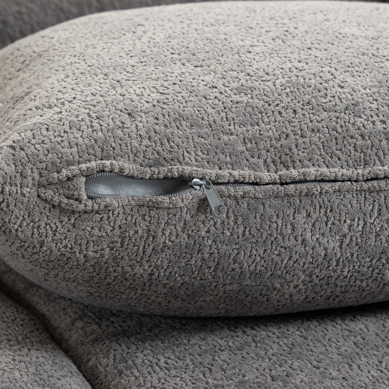 HOMCOM Canapé 3 Places en Chenille 220 cm, Canapé Salon Moderne avec Assise et Accoudoirs Larges, 3 Coussins, Gris