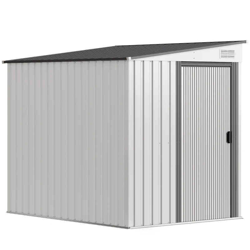 Outsunny Metall Gerätehaus 2,81m² 154x206,5x181 cm Geräteschuppen mit Pultdach Fundament(m-11)