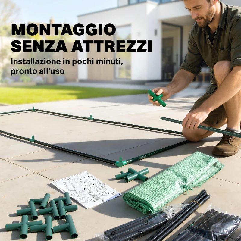Outsunny Serra per Piante Orto con 2 Coperture in PE e PVC, Struttura in Acciaio - Verde 180x90x90cm