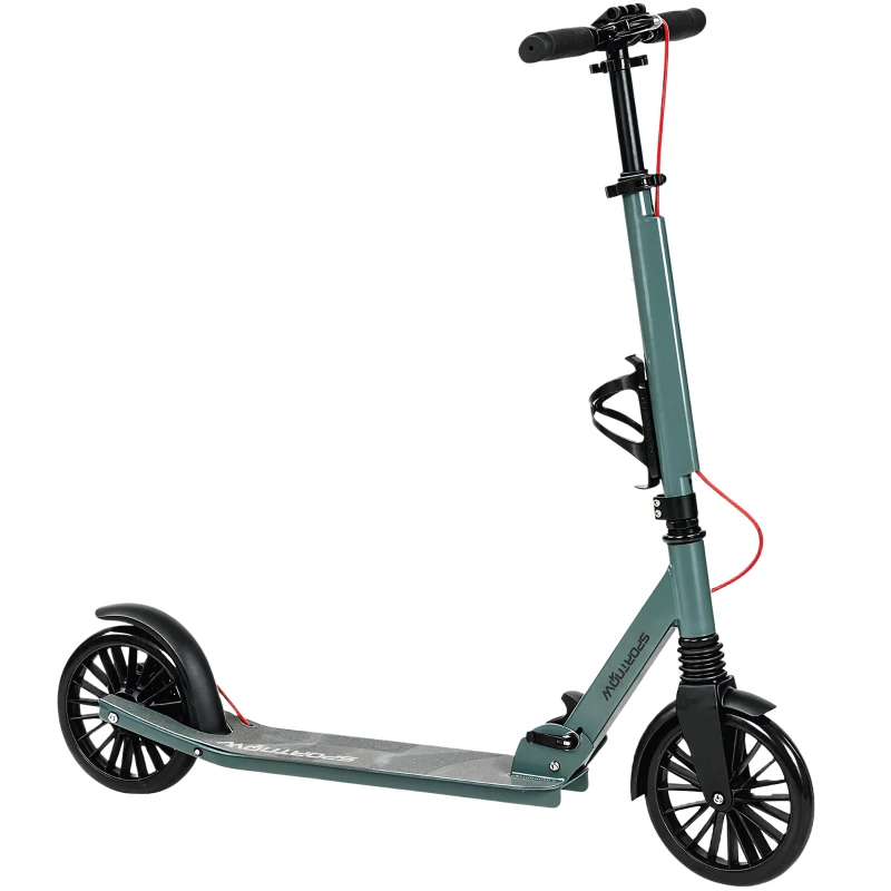 SPORTNOW Foldable Kick Scooter with Height Adjustable Handlebar, One-click Folding Adult Scooters with 200 mm Big Wheels, Silver Tone