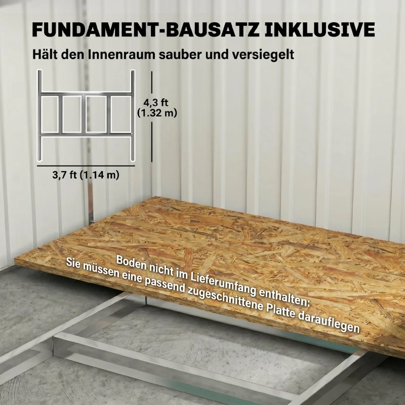 Outsunny Metall Gerätehaus 2,81m² 154x206,5x181 cm Geräteschuppen mit Pultdach Fundament(m-6)