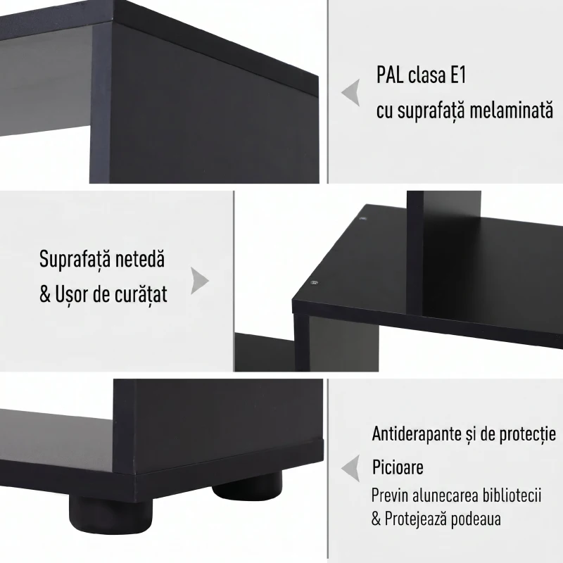 HOMCOM Bibliotecă Modernă cu 8 Rafturi din PAL E1, Design pentru Casă și Birou, 70x24x178 cm, Alb