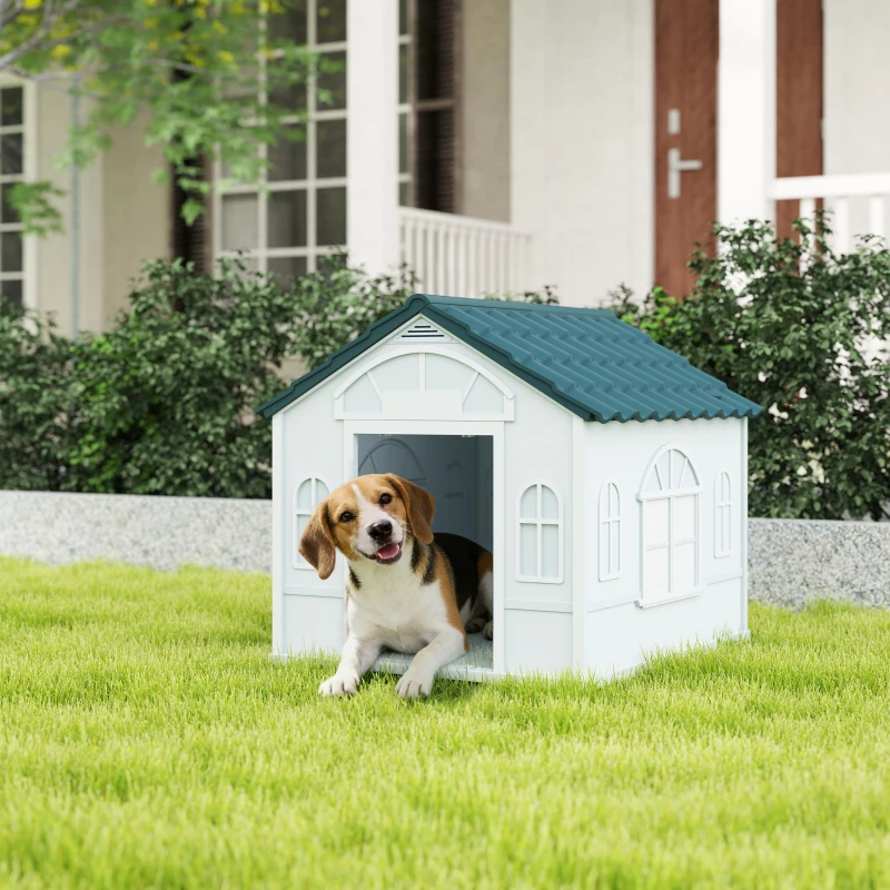 PawHut Niche pour chien chenil à l'extérieur en PP blanc pour chiens de petite et moyenne taille - 65 x 75,7 x 63 cm