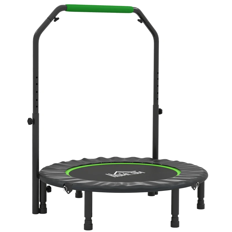 HOMCOM Cama Elástica Plegable Ø102 cm con Mango Ajustable Marco de Acero para Entrenamiento Piernas Cuerpo Negro y Verde