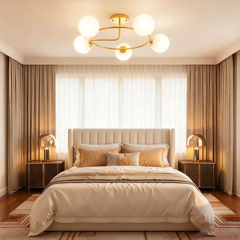 HOMCOM Plafonniere 20W met 5 G9-fittingen, elegante goud-witte look, lichtbronnen niet inbegrepen