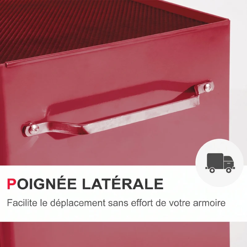 HOMCOM Chariot à outils sur roulettes, Servante d'atelier en acier 5 tiroirs verrouillable 2 clés, 61,5 x 33 x 82,5 cm, rouge