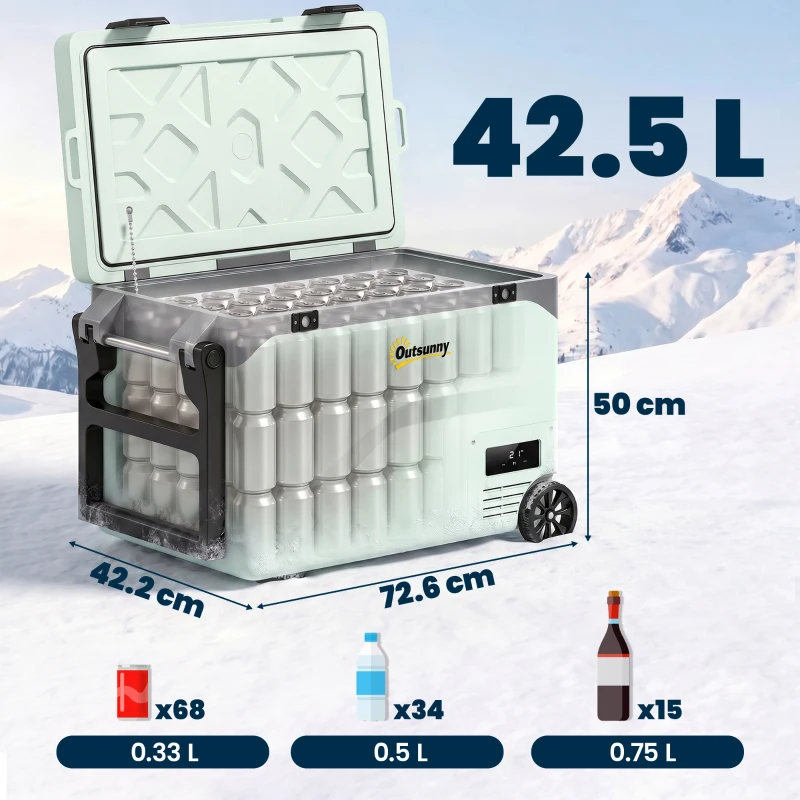 Outsunny Frigider Portabil 42,5L cu Compresor și Control prin Aplicație, -20℃ la 20℃