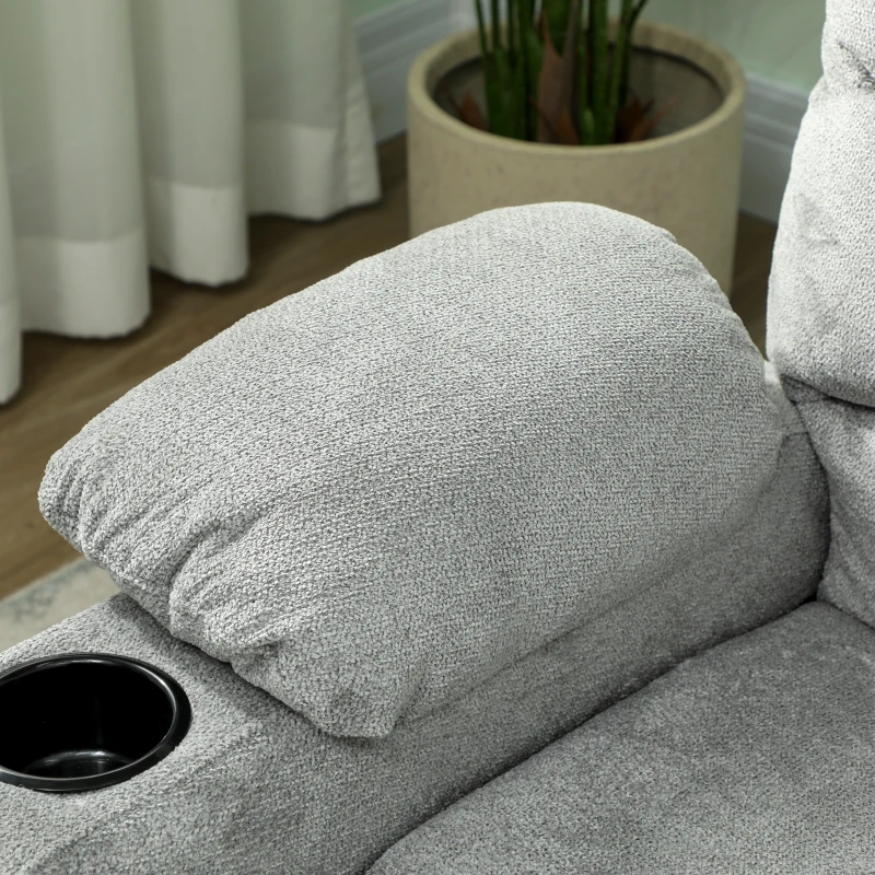 HOMCOM Fotoliu Relax Electric Reclinabil 150° cu Suport pentru Picioare, Șezut Lat, Silențios, Catifea, Gri