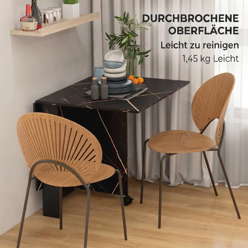 HOMCOM Masă Pliabil Multifuncțional Con Roți E 2 Extensii In Lemn 120x80x73cm