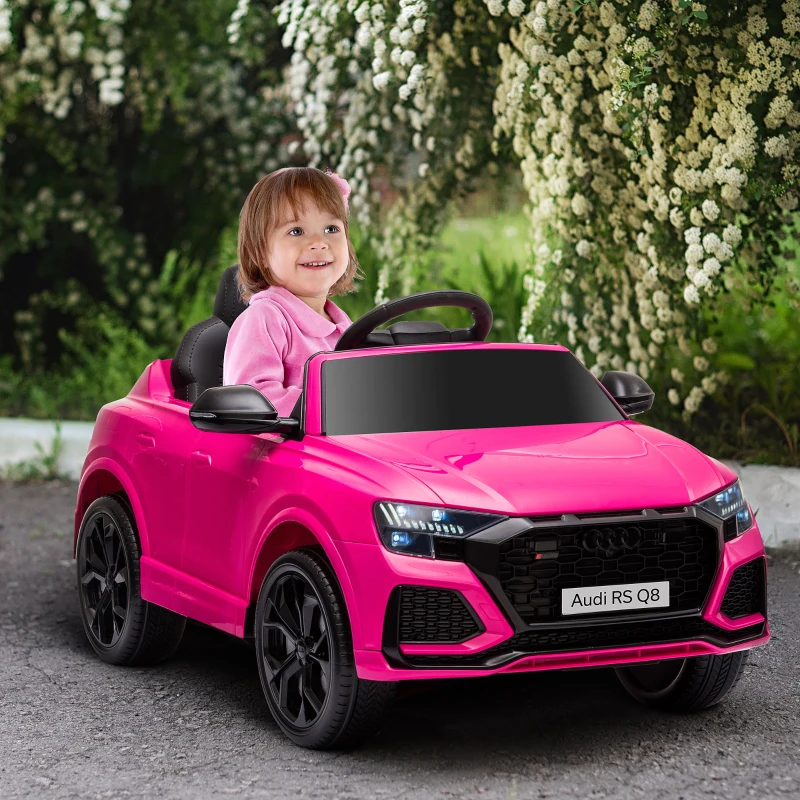 HOMCOM Mașină Electrică pentru Copii Audi RS Q8, 6V, 2 Motoare, Telecomandă, PP, 101x62x51 cm, Roz