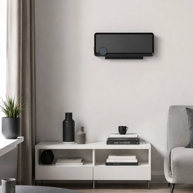 HOMCOM Riscaldatore Elettrico da Parete a 3 Modalità con Timer 12h, in PP e PA, 56x18.5x11.7 cm, Nero