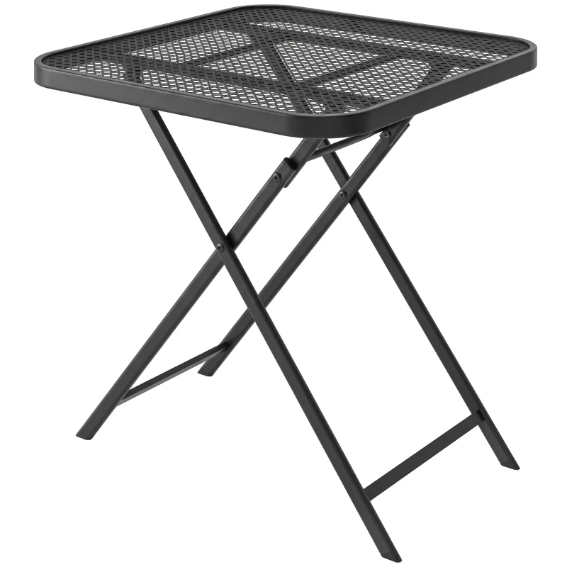 Outsunny Opvouwbare Tuinetafel 70x70 cm, Weerbestendige Balkontafel met Rasterontwerp Vierkant Zwart
