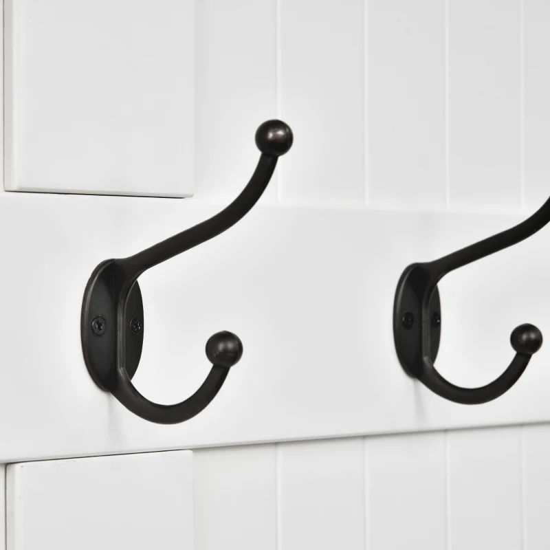 HOMCOM Cuier de Podea cu Bancă pentru Pantofi și 5 Cârlige, MDF, 96L x 34I x 179,7Î cm, Crem