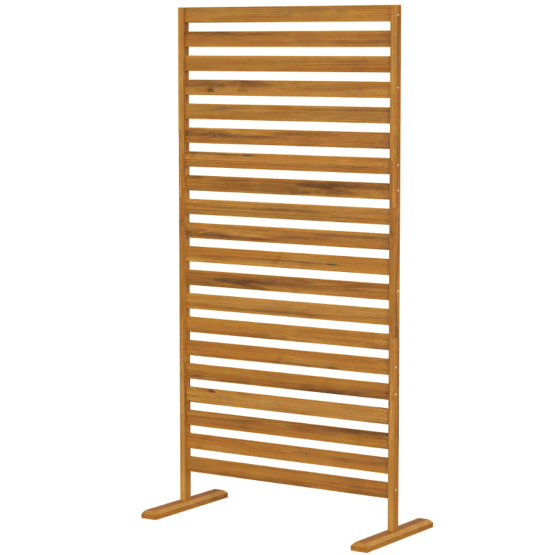Outsunny Biombo de Madera 170x80 cm Biombo Separador de Ambientes Enrejado para Exterior Jardín Patio Terraza Marrón