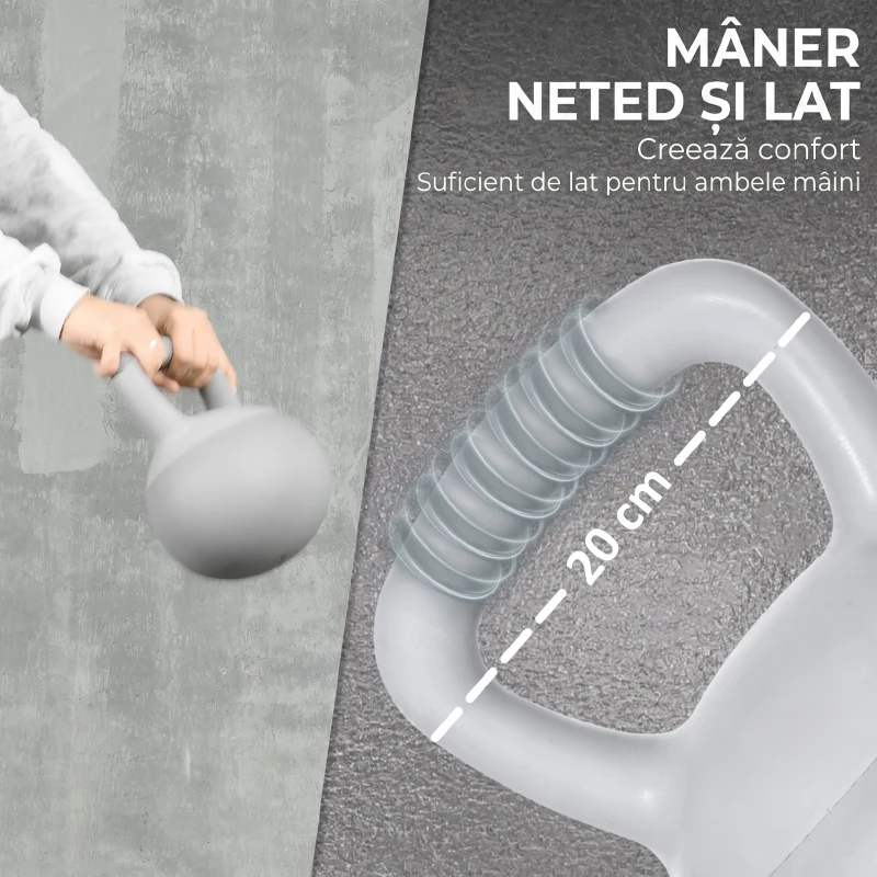 SPORTNOW Gantera kettlebell cu maner larg 8 kg, gantere pentru antrenamente de rezistenta, exercitii pentru imbunatatirea conditiei fizice, antrenamente pentru rezistenta si de baza