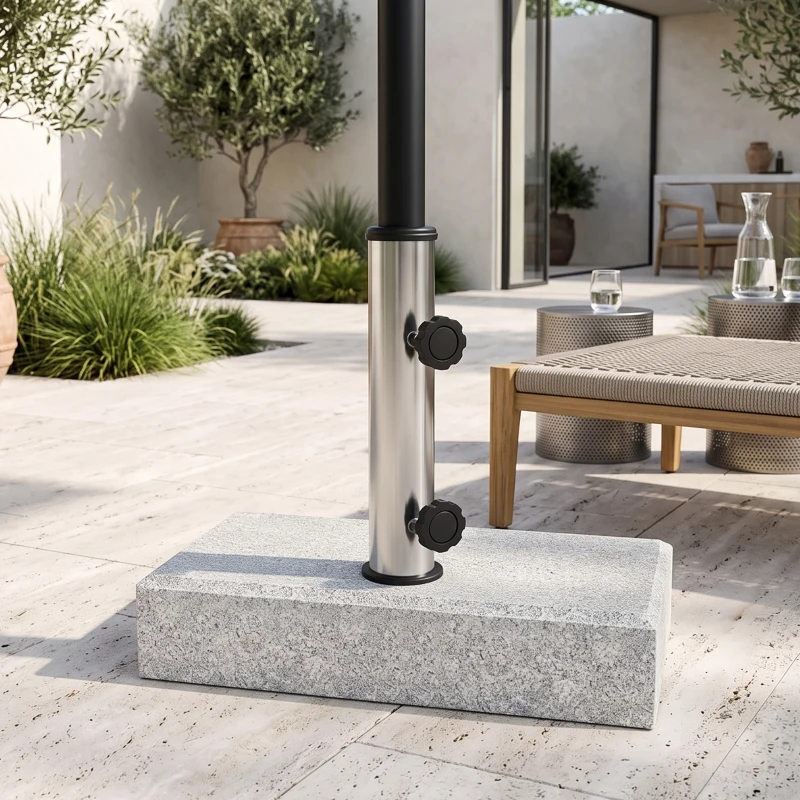 Outsunny Sonnenschirmständer 25 kg, Schirmfuß aus Granit, für Schirmstöcke Ø32/38/48 mm, Grau