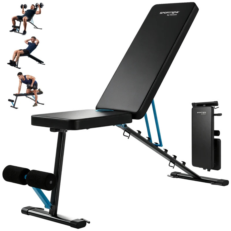 SPORTNOW Hantelbank verstellbar Trainingsbank mit Beinstrecker 7-Fach Rückenlehne, verstellbar Polster 300 kg Last