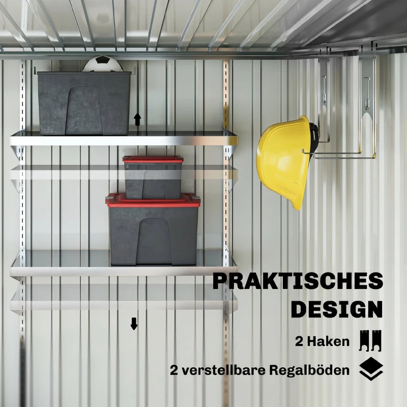 Outsunny Metall Gerätehaus 2,81m² 154x206,5x181 cm Geräteschuppen mit Pultdach Fundament(m-5)