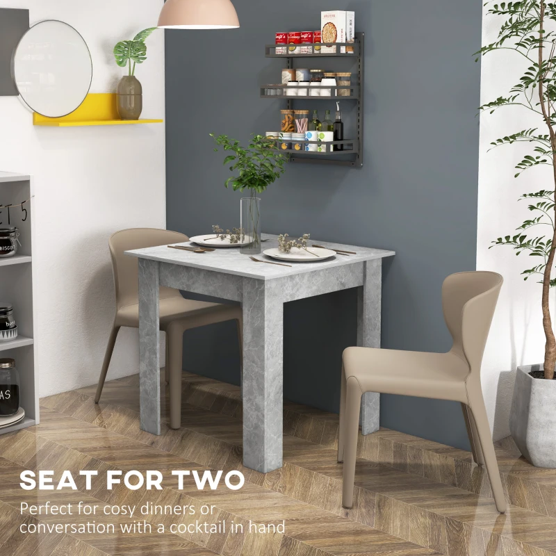 HOMCOM Square Dining Table, Modern Small Dining Table with Faux Cement Effect, Space Saving, Non-slip Foot Pads, Cement Grey