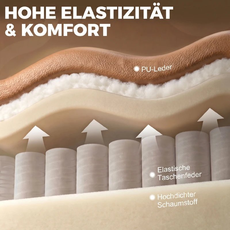 HOMCOM Massagesessel mit Wärmefunktion, drehbarer Schaukelsessel mit Fußstütze, Hellbraun