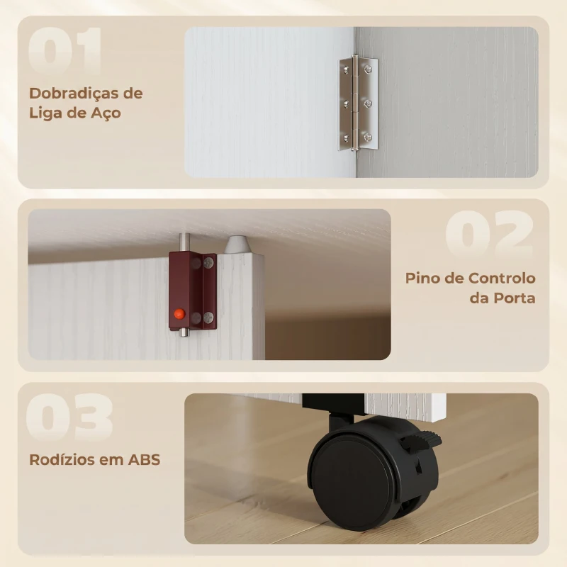 HOMCOM Mesa de Cozinha Dobrável com Rodas, Abas Rebatíveis, Gaveta e Prateleiras para 2-4 Pessoas 120x72x75 cm Branco
