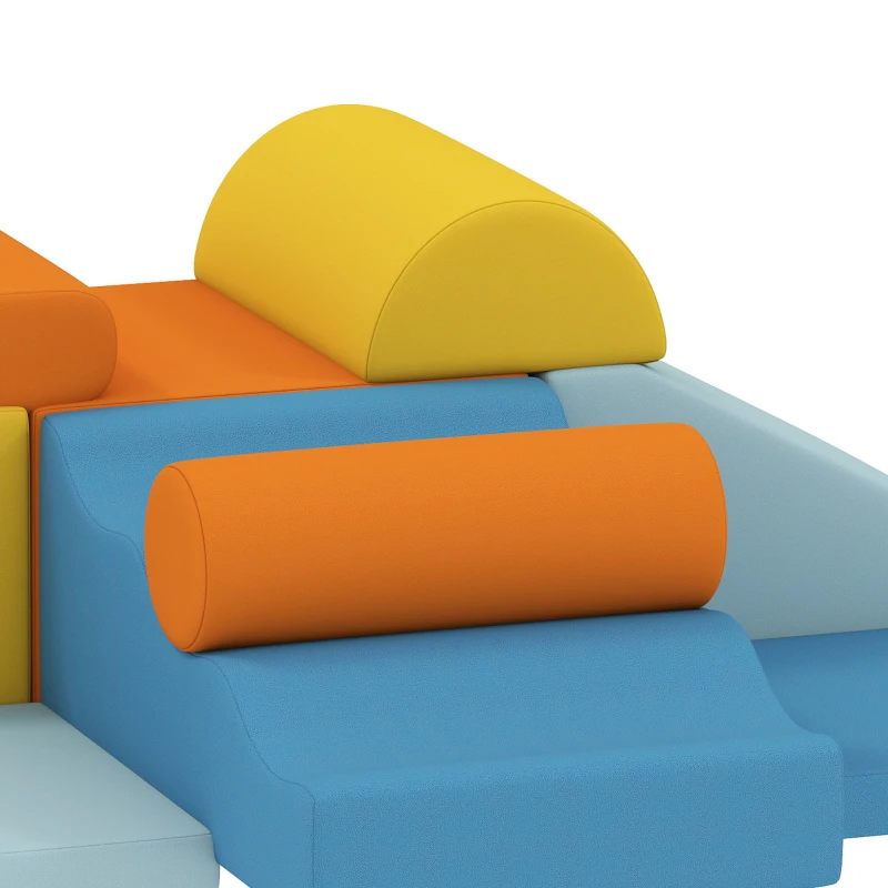 AIYAPLAY 9-Piece Soft Play Set, Kids Soft Play Foam Blocks with Detachable Cover for Climbing and Crawling