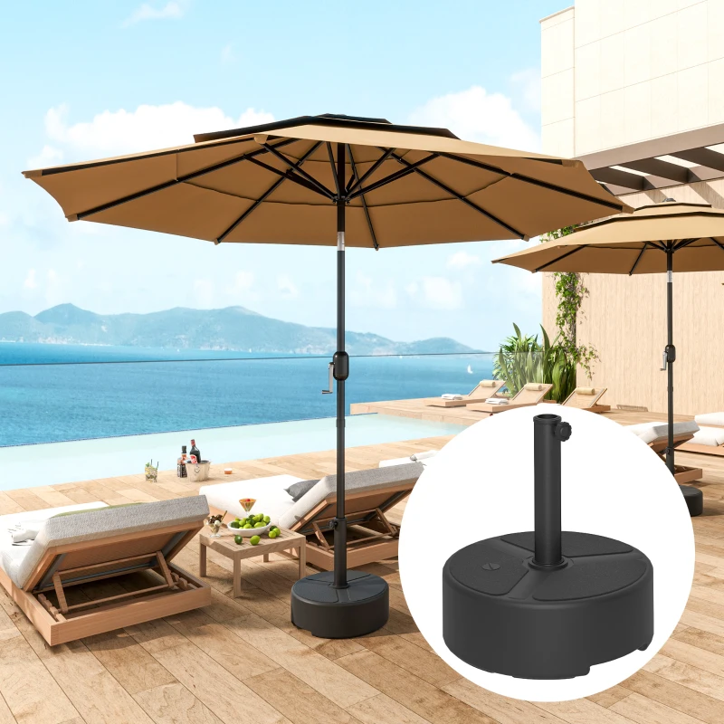 Outsunny Sonnenschirmständer aus HDPE Befüllbar Schirmständer 18kg/20kg mit Sand Wasser, Rund Schwarz