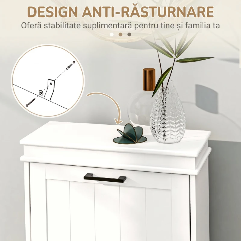 HOMCOM Dulap Modern pentru Pantofi cu 2 Sertare Rabatabile, Capacitate 10 Perechi și Raft Reglabil, 54x24x82,5 cm, Alb