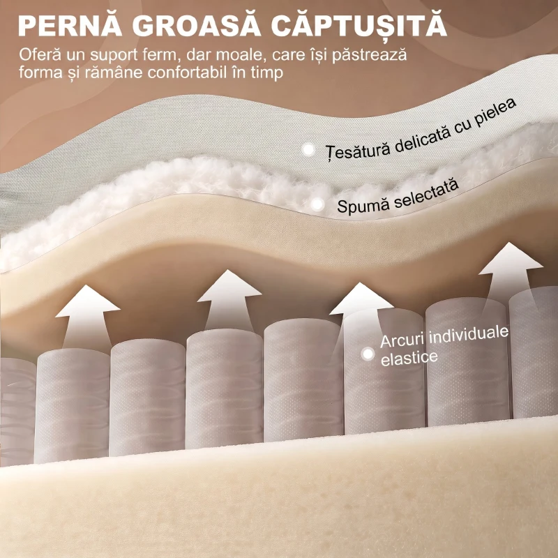 HOMCOM Fotoliu Reclinabil 135° în Material Textil cu Efect de In, Spumă, Oțel și Lemn, 73x86x100 cm, Crem