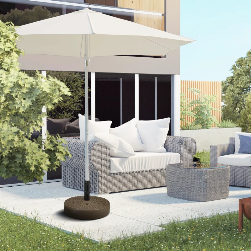 Outsunny Base per Ombrellone con 2 Manopole Incorporate, in HDPE e Acciaio, Ø51x36 cm, Marrone e Nero