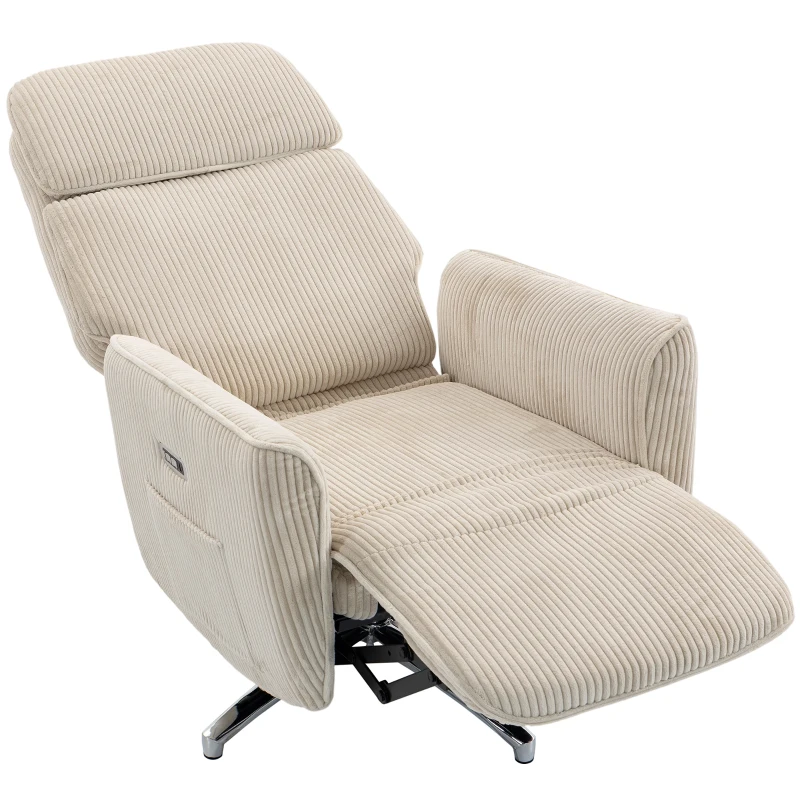 HOMCOM Relaxsessel Elektrisch Verstellbar Fernsessel mit Liegefunktion, 2 Motoren Drehbar TV Sessel mit USB-Anschluss
