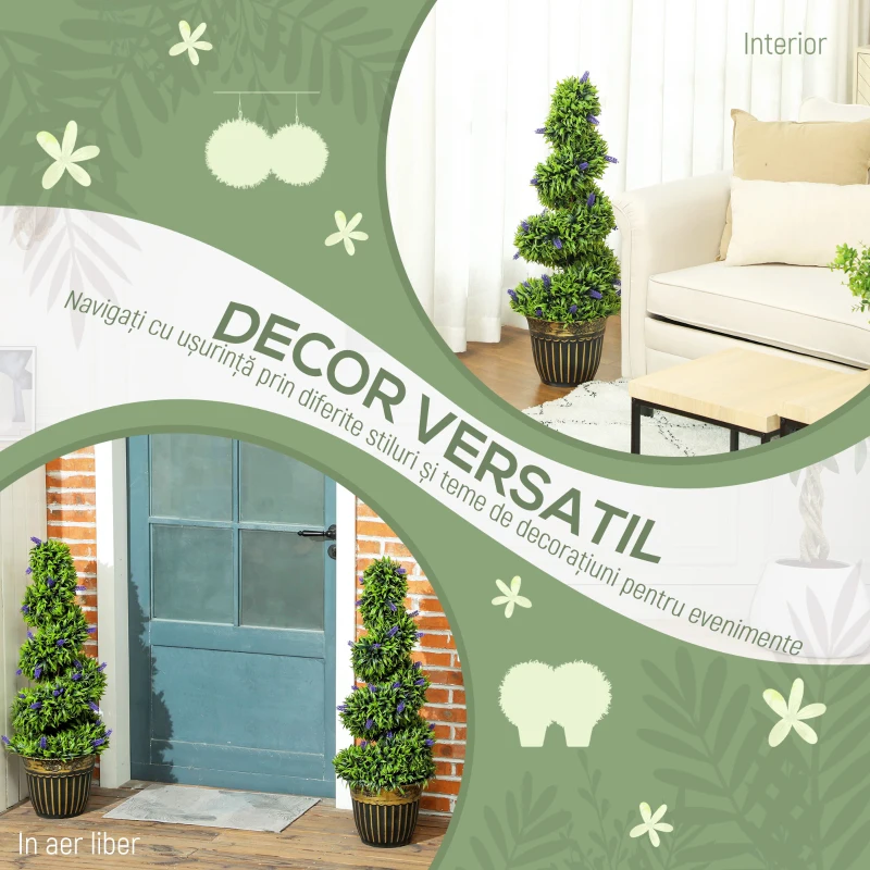HOMCOM Set de Două Plante Artificiale Lavandă 90 cm