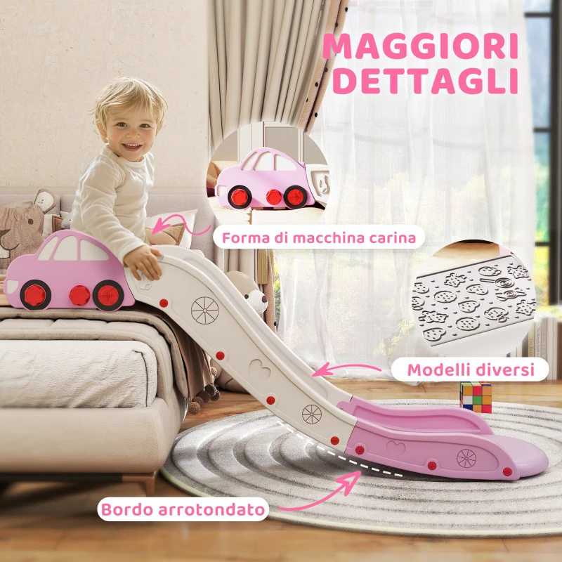 AIYAPLAY Scivolo per Bambini in HDPE con Zona di Ammortizzazione Integrata, per Divani, Letti, Età 18-48 Mesi, Rosa