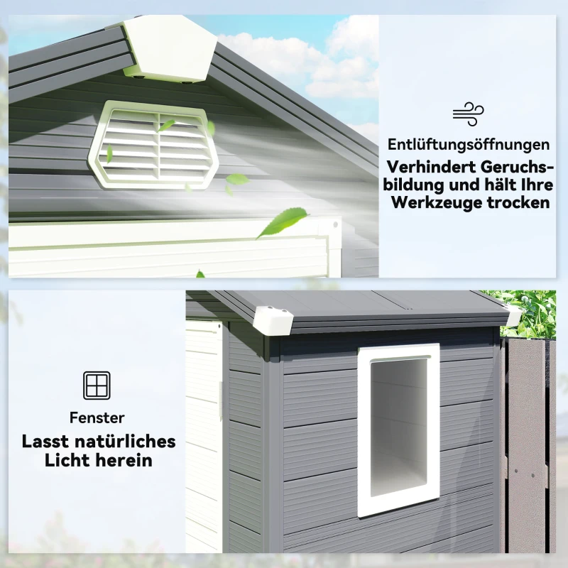 Outsunny Gerätehaus, 1,1m², Gartenhaus mit Satteldach, 133 x 102 x 180/208 cm